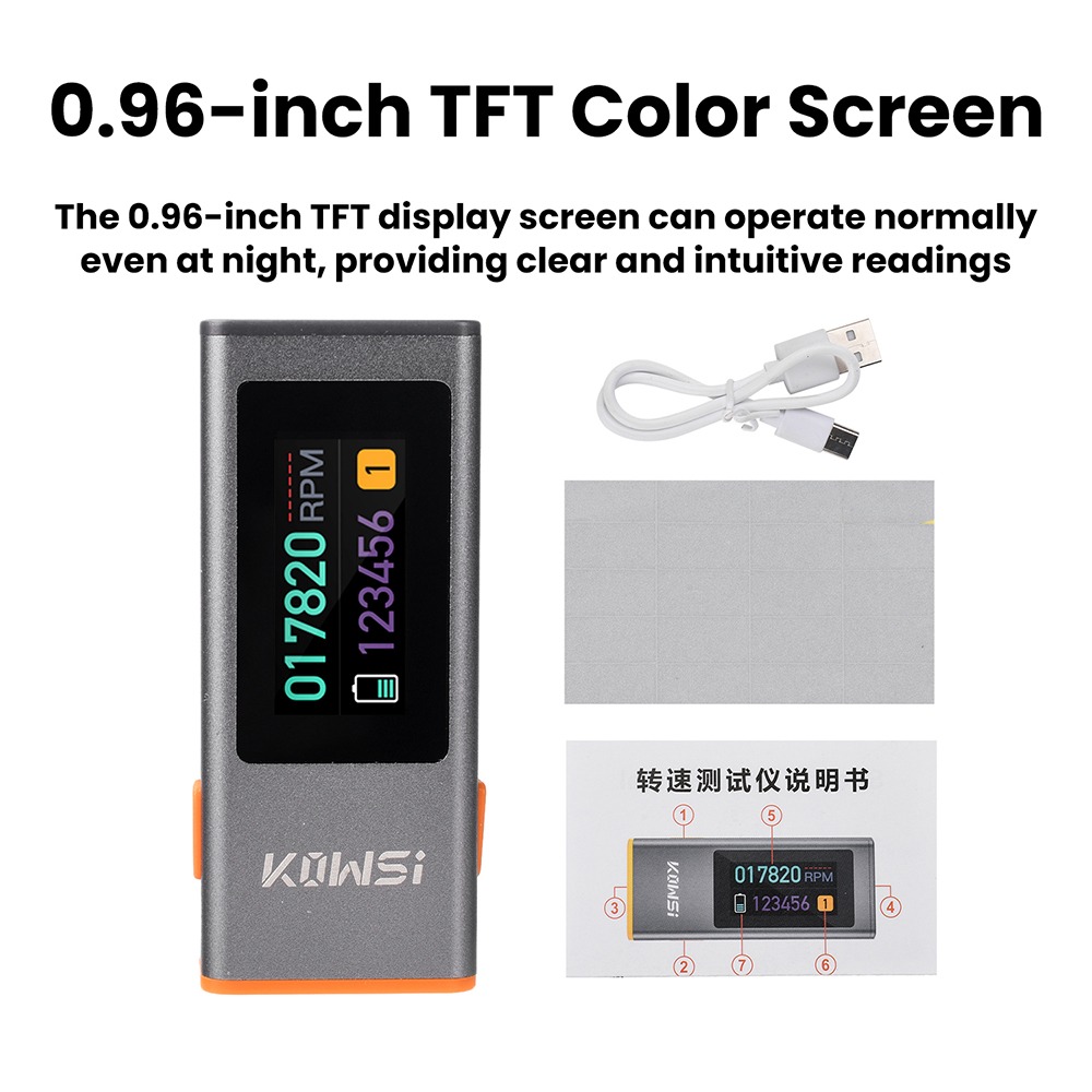 Industrial Laser Tachometer - 0.96인치 TFT 적외선 RPM 속도 테스터