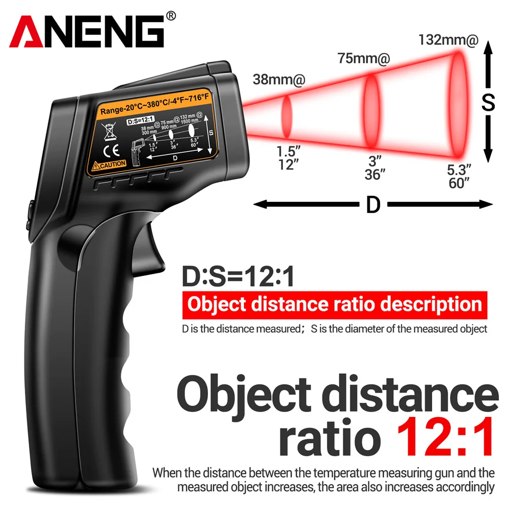 적외선 레이저 온도계 -20 ° C~380 ℃   IR - Industrial Laser Temperature Sensor 리뷰 및 가격