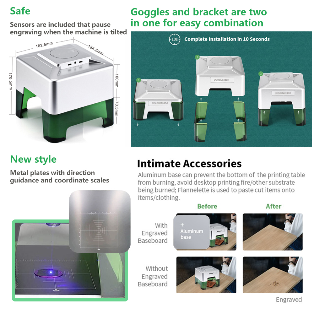 3W 미니 레이저 조각기 휴대용 로고 텍스트 패턴 애완 - Industrial Laser Engraving Machine 리뷰 및 가격