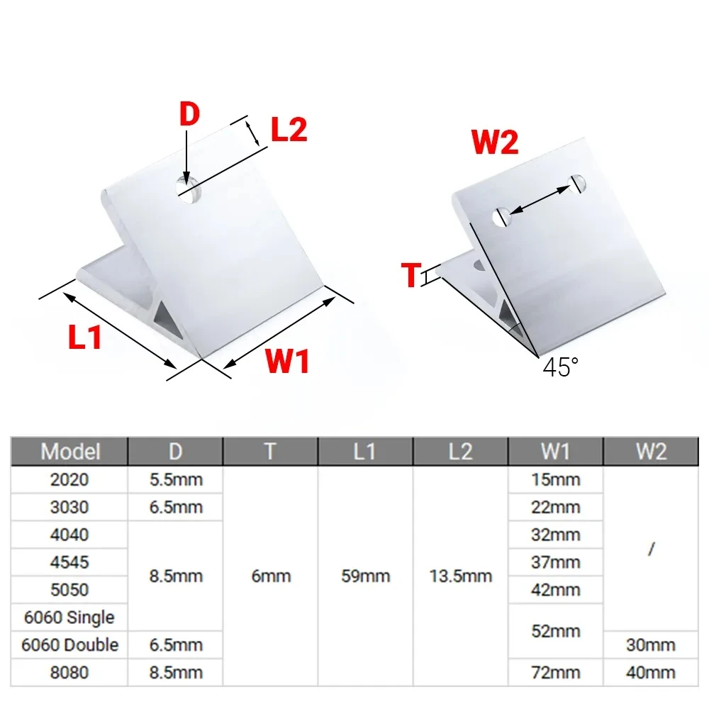 4Pcs 45도 각도 코너 브래킷 2020 3030 4 - Aluminum T-Slot Profile 리뷰 및 가격