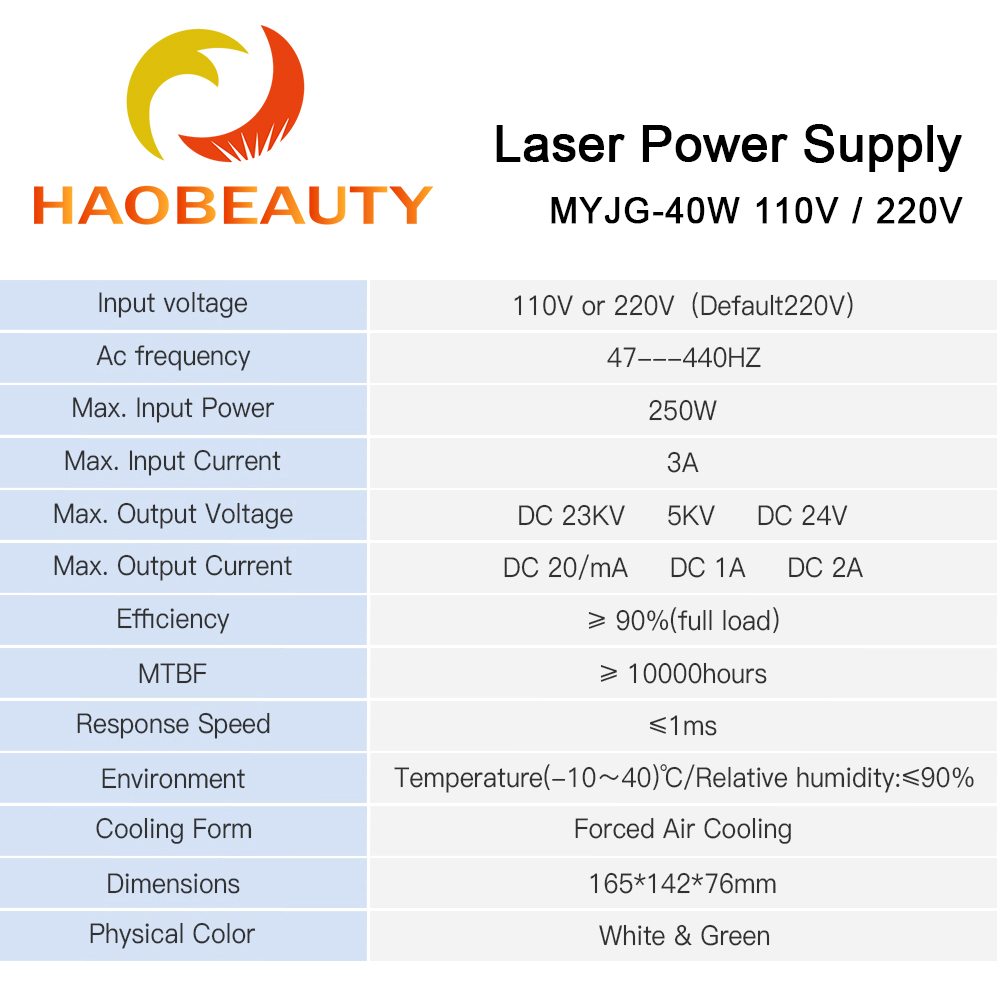 HAOBEAUTY MYJG-40 CO2 레이저 전원 공 - Co2 Laser Engraving Machine 리뷰 및 가격